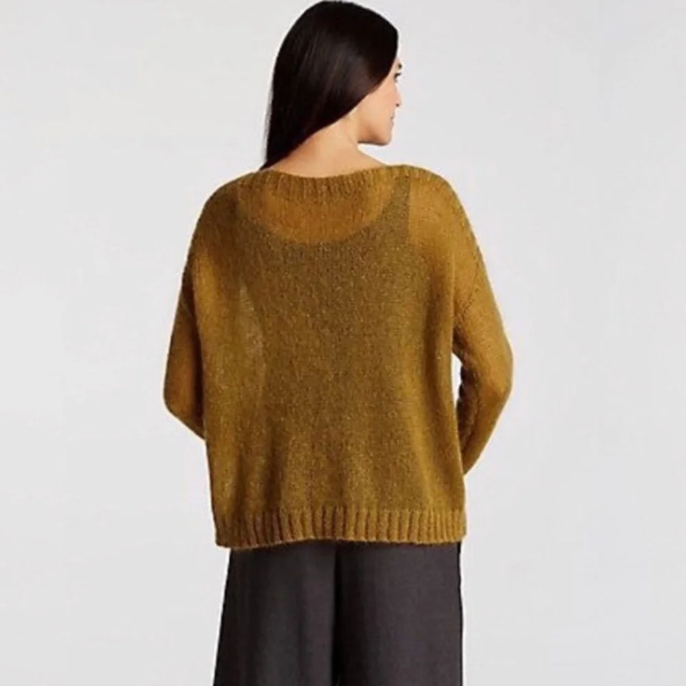 Eileen Fisher Boxy Mohair Blend Drop Shoulder Sweater Women's Size M - Picture 9 of 10